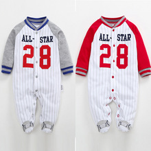 2018 Newborn Baby Boys Girl Rompers Spring Autumn Children Clothes  Long Sleeve Baseball Uniform Jumpsuits Cotton Pajamas 2024 - buy cheap