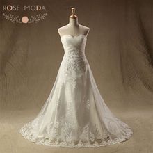 Rose Moda Lace Wedding Dress 2018 Lace Up Back A Line Wedding Dresses Plus Size Vestido De Noiva Real Photos 2024 - buy cheap