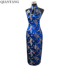 Женское платье-Чонсам с открытой спиной, длинное платье темно-синего цвета, размеры S, M, L, XL, XXL, XXXL, J3400 2024 - купить недорого