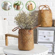 S/L Natural Straw Woven Plant Flower Pot Portable Storage Baskets Organizer Flower Vase Handmade Hanging Basket Home Decoration 2024 - buy cheap