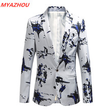 2019 new men's casual blazer large size 5XL 6XL fashion men's business slim suit men's fashion print wild mens stage show blazer 2024 - buy cheap