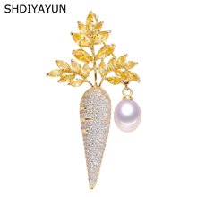 Shdiyayun broche de pérola feminino, pinos de cenoura em água doce natural, acessórios de joias finas para mulheres, dropshipping, 2019 2024 - compre barato
