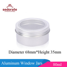 Sedorate 50 pcs/Lot Silver Aluminum Jars For Cosmetic Lip Balm Case 80 ML Aluminum Jars With Window Cream Round Jars MC6835-2 2024 - buy cheap