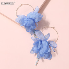 ELEGANCE11 Big Hoop Earrings for Women Flower Earrings Fashion Crystal Beads Pendant Long Earrings Jewelry Gift for Women 2024 - buy cheap