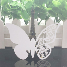 10Colors 50pcs DIY Butterfly Place Escort Card Wine Glass Cup Paper Card Name Cards For Birthday Wedding Party Home Decorations 2024 - buy cheap