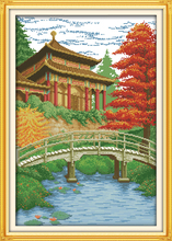 Meditation pavilion cross stitch kit 14ct 11ct count printed canvas stitching embroidery DIY handmade needlework 2024 - buy cheap