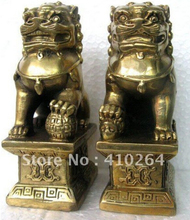 free shipping Chinese Foo Dog Lion Fu Bronze Statue Pair Figurines Feng Shui Items Oriental sz:11x6x8.3cm 2024 - buy cheap