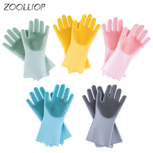Кухонные силиконовые перчатки для чистки Волшебные силиконовые перчатки для мытья посуды легко бытовые силиконовые резиновые перчатки для чистки 2024 - купить недорого