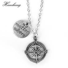 HANCHANG Vintage Compass Necklace "No Matter Where" Letter Pendant Link Chain Necklace for Male&Female Accessories 2024 - buy cheap
