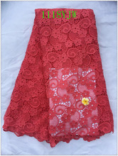 African Lace Hot Sell Mesh 2016 New Arrival Plain red Color african cord Lace /guipure lace Fabrics High Quality 2024 - buy cheap