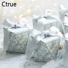 50pcs sweet gift Candy Box with sliver ribbon chocolate gift boxes wedding souvenirs gifts for guests wedding favors and gifts 2024 - buy cheap