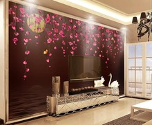 Beibehang papel de parede 3d romântico rosa amor floral plano de fundo tv decoração de casa sala de estar quarto mural de fundo 2024 - compre barato