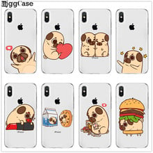 Funda de silicona suave para iPhone, carcasa bonita de Pug para iPhone 11, 12 Pro, XS, Max, X, XR, 6, 6S, 7, 8 Plus, SE 2024 - compra barato