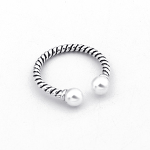 GEOMEE. 1Pc Vintage perlas de imitación anillo de apertura para las mujeres de plata antigua anillo ajustable anillo con joya de moda femenino R40 2024 - compra barato