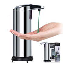 Dispensador automático de jabón líquido sin contacto, Sensor IR de acero inoxidable de 250ml, para cocina, baño, hogar, champán/plata/negro 2024 - compra barato