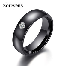 Женское и мужское керамическое кольцо ZORCVENS, черно-белое кольцо с большим кристаллом, обручальное кольцо 2024 - купить недорого