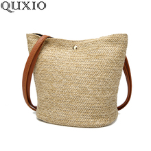 Bolsa de palha feminina casual, bolsa de ombro de tecelagem feita à mão para mulheres, verão 2018 2024 - compre barato