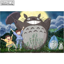 Kits de bordado de diamantes de dibujos animados Diy, pintura de diamante de punto de cruz, mosaico de diamantes de My Neighbor Totoro, enrutador redondo completo XY20 2024 - compra barato