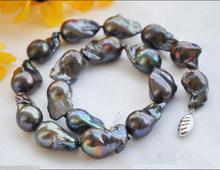 Collar de perlas negro barroco KESHI AKOYA, 15-25MM, 18 "de largo, 16 nuevos 2024 - compra barato
