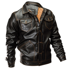 Chaqueta de cuero de piloto Bomber para hombre, abrigo militar de lana gruesa y cálida, de imitación, para motocicleta, para invierno y otoño 2024 - compra barato