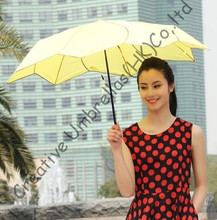 Paraguas Manual de hojas de loto para mujer, sombrilla de 100% con protección solar, 190T, triple parasol, tubería bordada giratoria negra, forma de molino de viento 2024 - compra barato