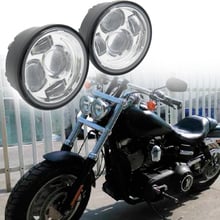 Farol cromado de led para motocicleta, preto, 4.65 polegadas, led, para harley fat bob fxdf 08-16 2024 - compre barato