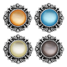 Hot KZ1069 Fashion Rhinestone flower pattern  18mm snap buttons fit DIY snap bracelet jewelry wholesale trendy 2024 - buy cheap