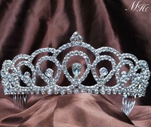 Princess Tiara With Hair Combs 2.5" Clear Austrian Rhinestone Crystal Diadem Bride Wedding Bridal Crown Diamante Headpiece 2024 - buy cheap