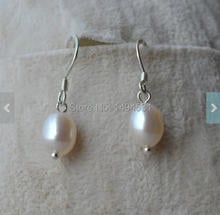 Wholesale Pearl Earrings - White Color 7-9MM Rice Color Natural Freshwater Pearl Dangle Earrings,S925 Sterling Silvers Jewelry. 2024 - buy cheap