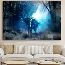 Elefante abstrato, animal, paisagem, floresta, tela, pintura, posteres e impressões, arte escandinavo, imagem de parede para sala de estar 2024 - compre barato