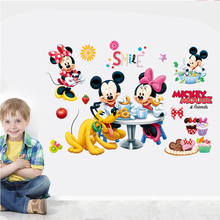 Cartoon Wall Stickers For Kids Rooms Children Bedroom Living Room Mickey Minnie Wall Decal Art Poster Mural Christmas Decor Gift 2024 - buy cheap