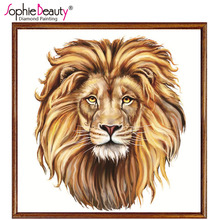 Sophie Beauty Diy Diamond Painting Cross Stitch Handcraft Mosaic Needlework Embroidery New Fashion golden Lion Head Home Art Kit 2024 - buy cheap