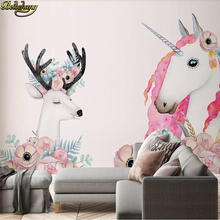 Beibehang-papel pintado 3D de unicornio nórdico personalizado, Mural moderno para sala de estar, dormitorio, TV, Fondo de papel pintado fotográfico 2024 - compra barato