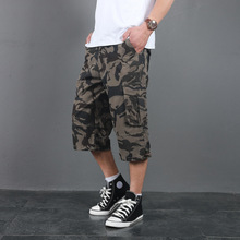 2021 Men Long Cargo Shorts Male Summer Bermuda Elastic Waist Army Camo Baggy Short Plus Size Big Loose Large Camouflage 2024 - buy cheap