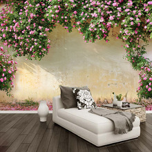 Mural personalizado papel 3D Rosa Pastoral pintura de pared habitación dormitorio Hotel temático decoración de la pared de fondo romántico 3D de papel de pared 2024 - compra barato