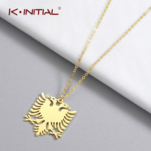 Kinitial New Albania Double Eagle Pendants Necklaces Stainless Steel Choker Jewelry for Women Girls Ethnic Gifts bijoux femme 2024 - compre barato