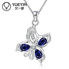 New style silver plated Crystal pendant necklace for women jewelry brilliant blue necklace 2024 - buy cheap