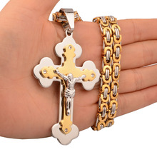 Collares con colgante de cruces, Color dorado, joyería para hombres y mujeres, cadena de acero inoxidable, crucifijo católico, dije de collar para hombre 2024 - compra barato