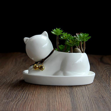 Vaso de cerâmica para suculentas, plantador de gato desenho animado para suculentas, pote de flor decorativo mini, decoração de jardim doméstico, 1 peça 2024 - compre barato
