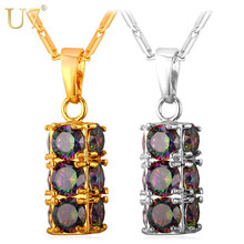 Pingentes e colares com pingente de barra de cristal cz u7 p789, joias fashion para mulheres, presente, cor branca e dourada com zircônia 2024 - compre barato