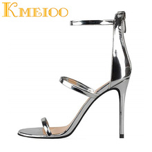 Kmeioo Women Fashion Gladiator Sandals Ankle Strap High Heels 10CM Zip Thin Heels Party Shoes 2024 - buy cheap