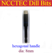 [hexagonal handle ] 8mm diameter NCCTEC Diamond Vacuum Brazing core drill Bits CD8VBSH FREE shipping|0.31'' 5/16'' drill tools 2024 - buy cheap