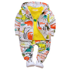 Conjunto infantil com 3 peças, jaqueta e calças de zíper para bebês com capuz, para meninos e crianças, outono e inverno 2019 2024 - compre barato