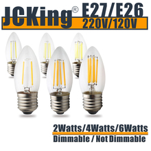 JCking Pack of 10 Led Bulb E27 Dimmable 2w 4w 6w Led Candle E26 E27 110v 220v Vintage Filament Lamp For Chandelier Lighting 2024 - buy cheap