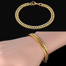 Gold Bracelet Men Bileklik Wholesale Braslet 2020 Gold Color Stainless Steel Chain Bracelets Male Jewelry Pulsera Dropshipping 2024 - buy cheap