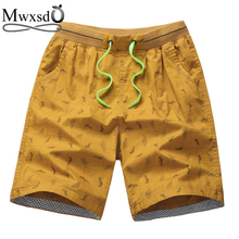 Mwxsd брендовые летние мужские повседневные хлопковые шорты с принтом, мужские мягкие пляжные шорты, мужские дышащие шорты с эластичной резинкой на талии 3xl 4xl Размер 2024 - купить недорого