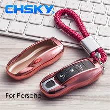 CHSKY-funda de TPU suave para llave de coche, hebilla trenzada para Porsche Panamera Cayenne, accesorios para coche 2024 - compra barato
