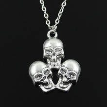 New Fashion Three Skull Pendants Round Cross Chain Short Long Mens Womens Silver Color Necklace Jewelry Gift 2024 - buy cheap