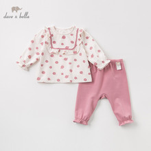 DBM10844-Conjunto de ropa de otoño para niñas pequeñas, bonito conjunto de manga larga con puntos, 2 uds. 2024 - compra barato