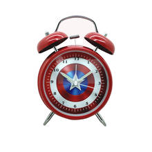 4 Inch  Cartoon Captain  America  Batman  larva Baymax  Metal  Desk Table  Alarm  Clock Silent  Clock with Nightlight 2024 - buy cheap